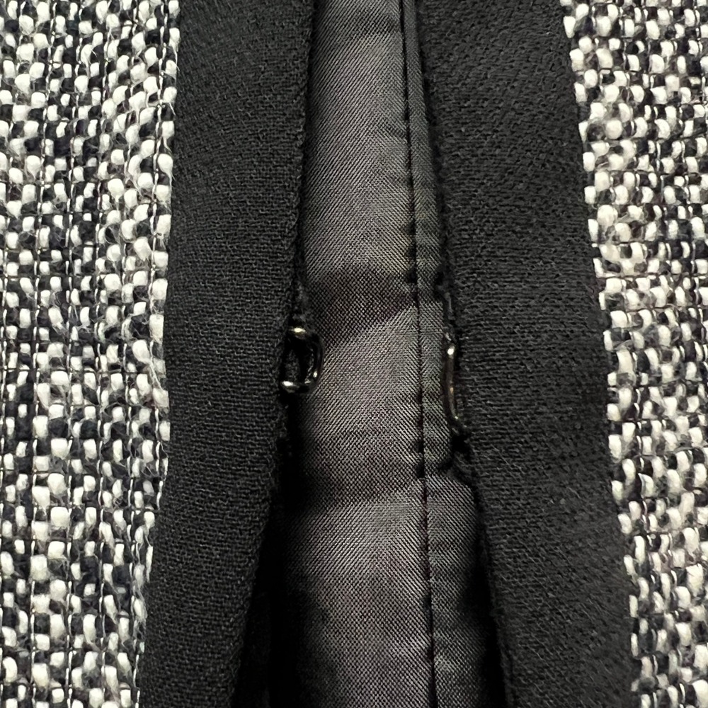 Talbots Black White Tweed Jacket Collarless Blazer Hook Eye Closure Womens 8 - Picture 2 of 9